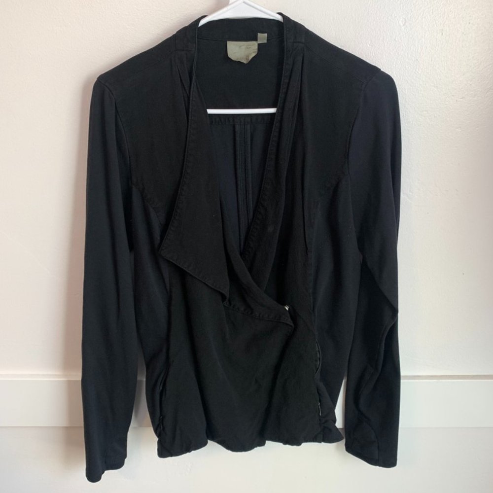 Athleta Black Drape Front Open Cardigan